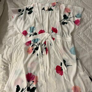 Women's Kate Spade New York Watercolor Rose Short Bridal Robe